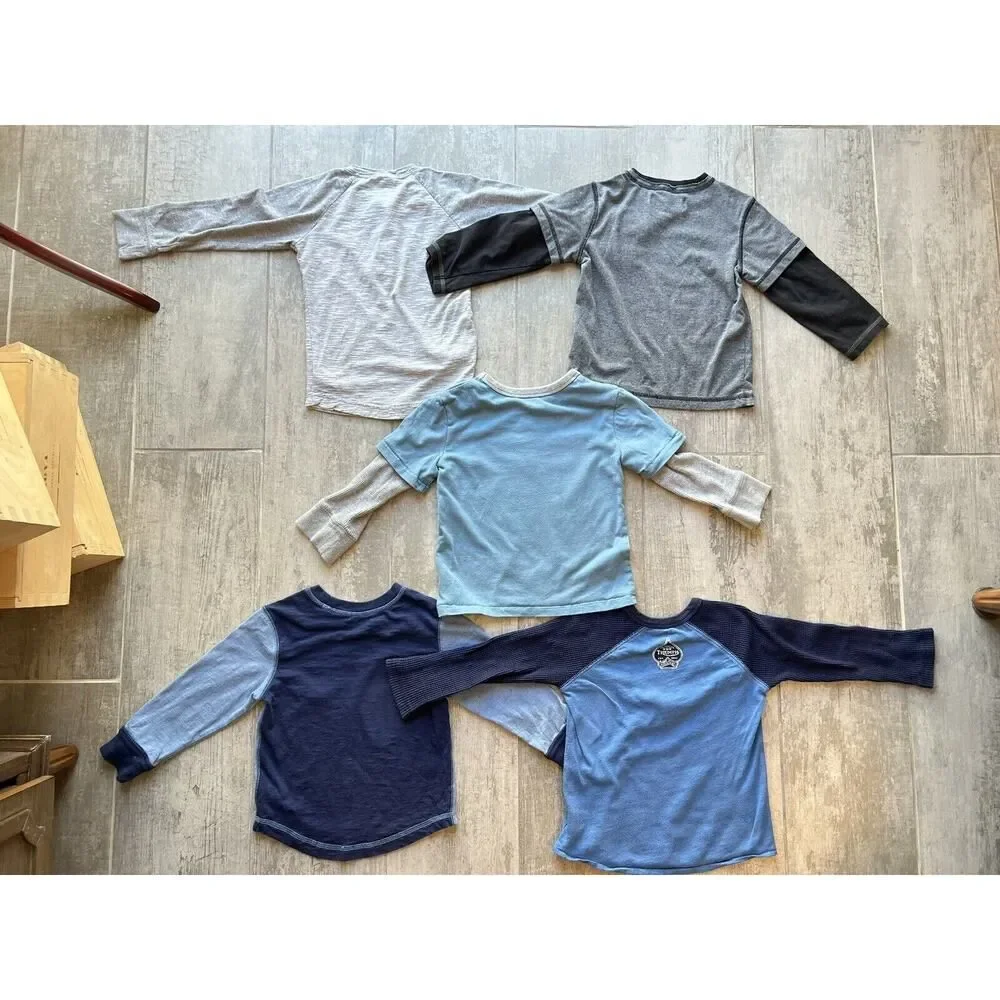 Baby Gap Set Lot of 5 Toddler Boys Long Sleeve Casual Everyday Shirts Tops 3T